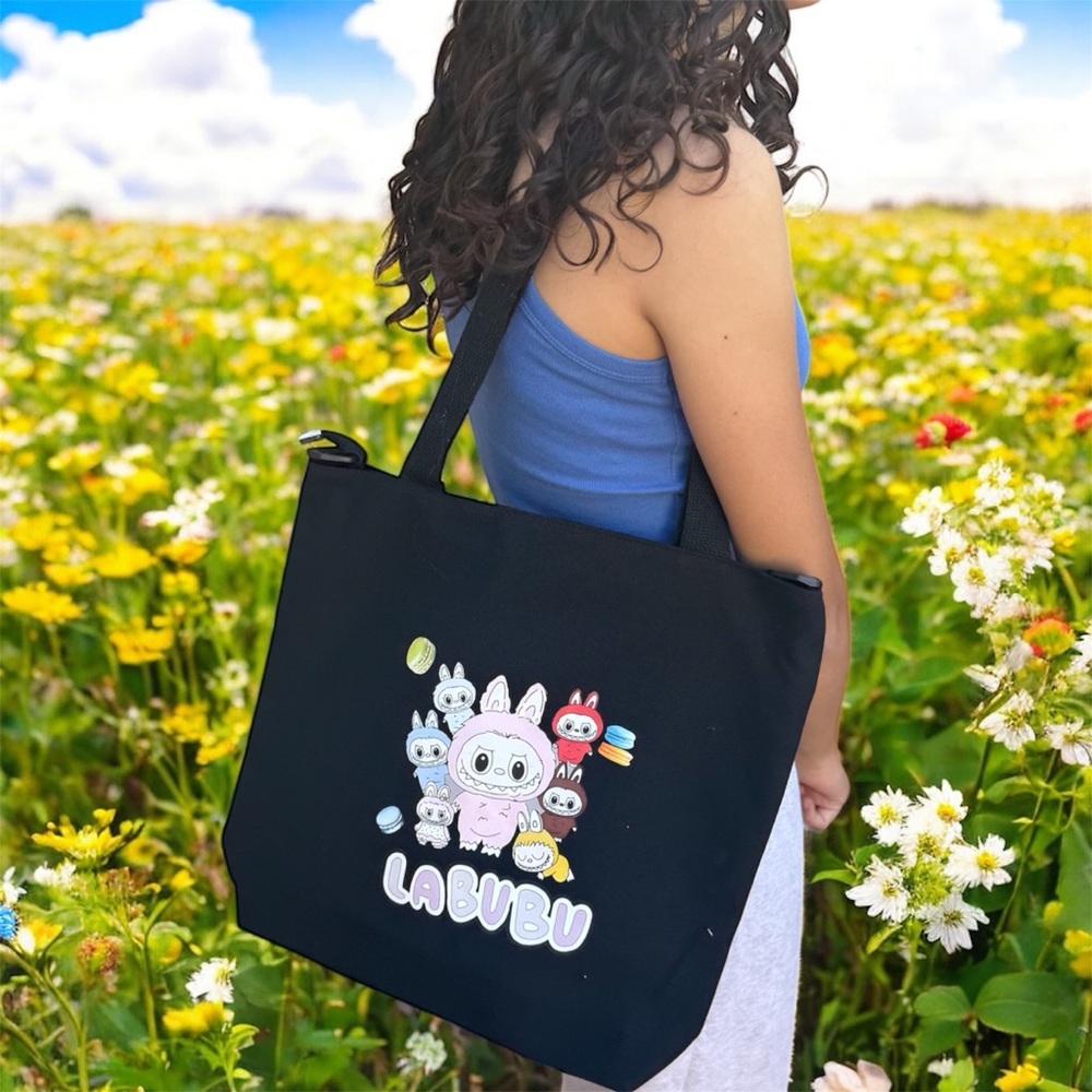 💥HP 💥 Black Monsters Labubu Woman’s Canvas Shoulder Bag 🆕